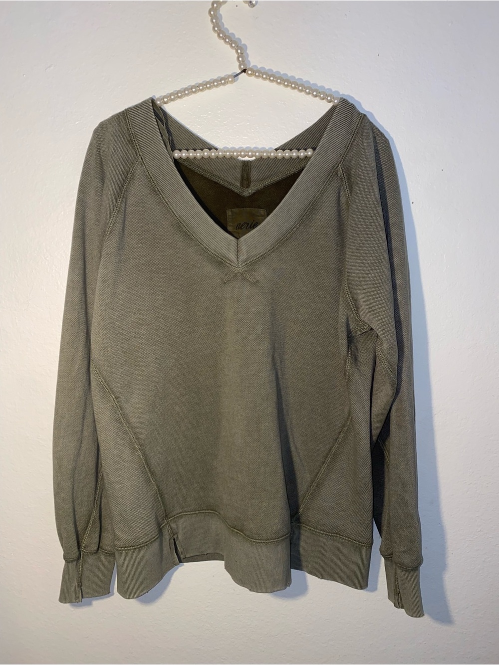 American eagle aerie size XXS green oversized long sleeve sweater